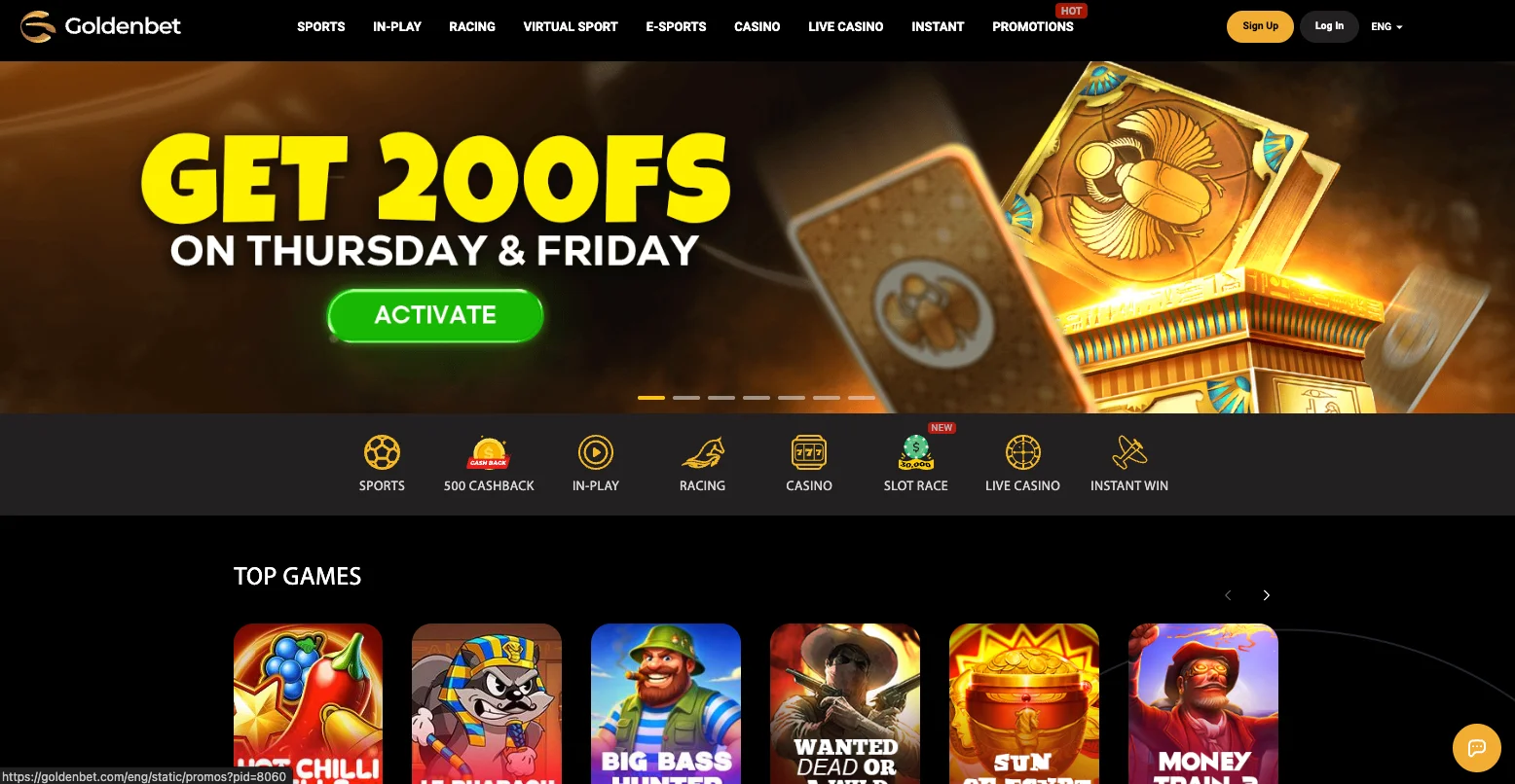 Goldenbet casino screenshot
